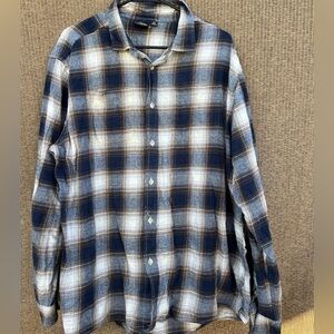burnside Check Square Pocket Shirt in Navy Long Sleeve Flannel Shirt Charcoal